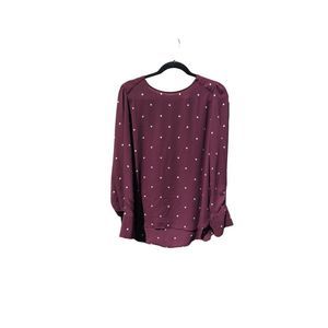 LOFT Burgundy Polka Dot Blouse